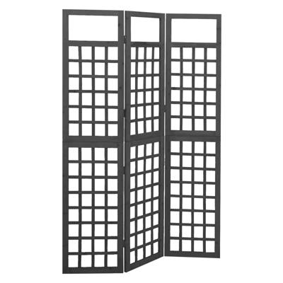 Kamerscherm/trellis met 3 panelen 121x180 cm vurenhout zwart