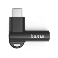 Hama USB-C - 3.5 mm Jack Socket Aux Adapter 90° Angled Plug Oplader Zwart - thumbnail