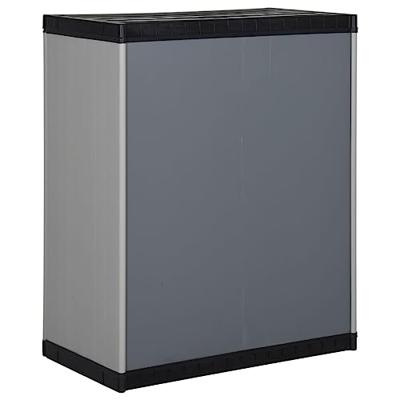 Tuinkast met 1 schap 68x40x85 cm grijs en zwart