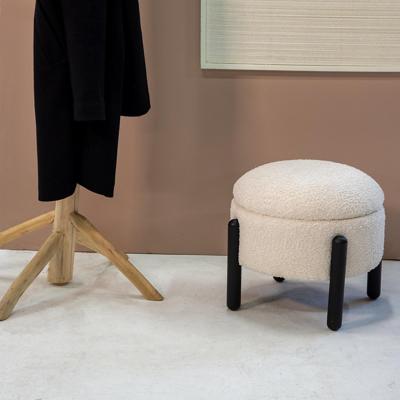 Giga Meubel - Poef Stof Beige - Met Opbergruimte - Zithoogte 36cm