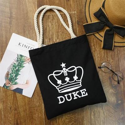 Crown Pattern Leisure Fashion Canvas Shoulder Bag Handbag (Black)