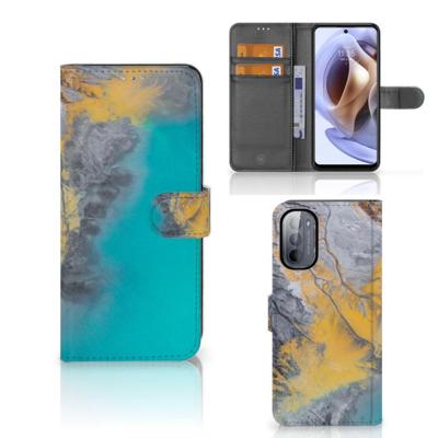 Motorola Moto G31 | G41 | Bookcase | Marble Blue Gold
