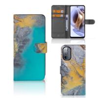 Motorola Moto G31 | G41 | Bookcase | Marble Blue Gold - thumbnail