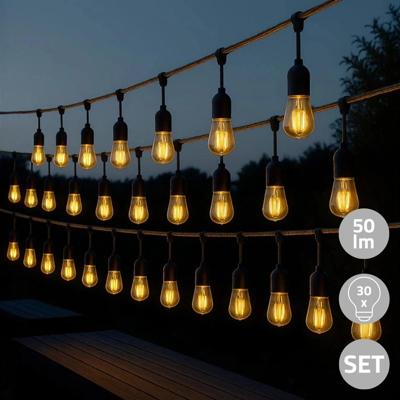 Solar lichtslinger chain met 30 warm witte led filament lampen