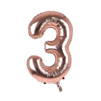 Cijfer Ballon '3' Rosé (100CM) - thumbnail