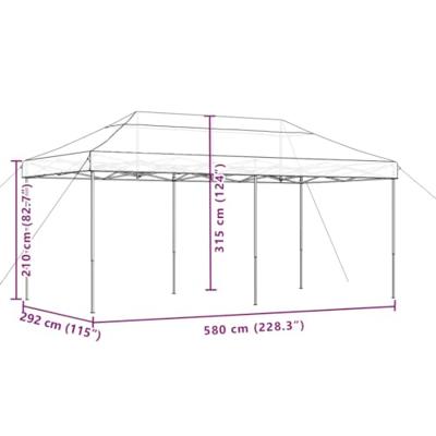Partytent inklapbaar pop-up 580x292x315 cm bruin - thumbnail