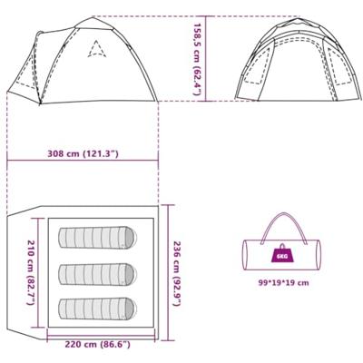 Koepeltent 3-persoons snelontgrendeling groen Koepeltent 3-persoons snelontgrendeling groen