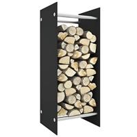 Haardhoutrek 40x35x100 cm gehard glas zwart - thumbnail