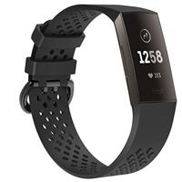 By Qubix - Compatible met Fitbit Charge 3 - Fitbit Charge 4 sport bandje - Maat: Large - Zwart - Compatible fitbit bandje - thumbnail