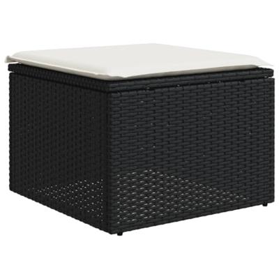 9-delige Loungeset met kussens poly rattan zwart
