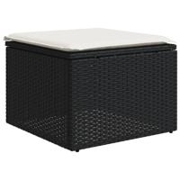 9-delige Loungeset met kussens poly rattan zwart - thumbnail