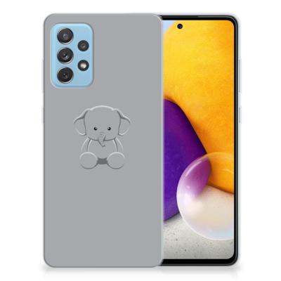 Samsung Galaxy A72 Telefoonhoesje met Naam Grijs Baby Olifant Samsung Galaxy A72 Telefoonhoesje met Naam Grijs Baby Olifant