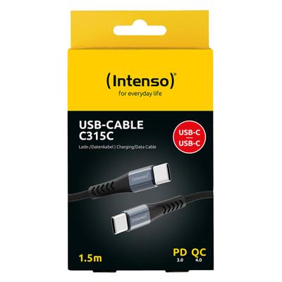 Intenso 7901000 USB-C-kabel USB-C stekker, USB-C stekker 1.5 m Zwart Zeer flexibel