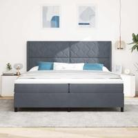 Boxspring bed met hoofdeinde Donkergrijs 200 x 200 cm Fluweel - thumbnail