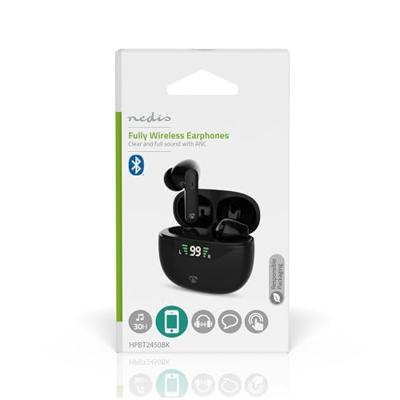 Volledig Draadloze Oordopjes | ANC (Active noice Cancelling) | Bluetooth® | Maximale batterijduur: 30 uur | Aanraakbediening | Charging case | Draadloze oplaadcase | Ingebouwde microfoon | Ondersteuning voor spraakbesturing | Zwart