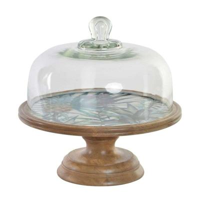 Snackdienblad DKD Home Decor Kristal Natuurlijk Groen Mangohout Tropisch (30 x 30 x 33 cm)