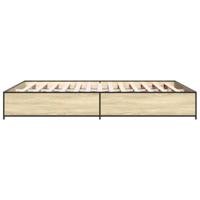 Bedframe bewerkt hout metaal sonoma eikenkleurig 120x190 cm - thumbnail