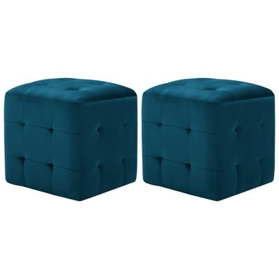 Nachtkastjes 2 st 30x30x30 cm fluweel blauw