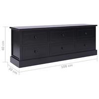 Tv-meubel 108x30x40 cm massief paulowniahout zwart - thumbnail