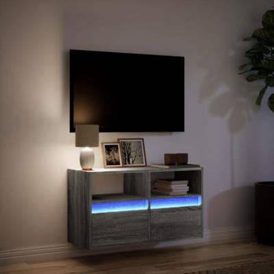 Tv-wandmeubel met LED 80x31x45 cm grijs sonoma eikenkleurig