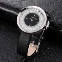 CAGARNY waterbestendig Fashion 6878 vrouwen Quartz Wrist Watch with leder Band(Black+Silver+Black) - thumbnail