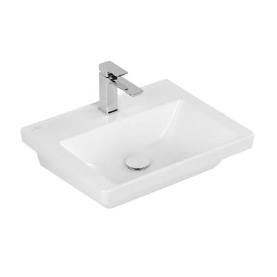Wastafel Villeroy & Boch Subway 3.0 Met CeramicPlus 1 Kraangat Zonder Overloop 55x44x16.5 cm Stone White Villeroy & Boch Wastafel Villeroy & Boch Subway 3.0 Met CeramicPlus 1 Kraangat Zonder Overloop 55x44x16.5 cm Stone White Villeroy & Boch