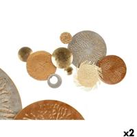 Wanddecoratie Gift Decor Bruin Grijs Metaal Papier Natuurlijke Vezel 90,2 x 5,7 x 47 cm (2 Stuks) - thumbnail