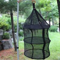 Camping picknick vouwen tafelgerei groenten Fruit drogen Net opknoping Mesh schotel droger Rack Shelf(Black) - thumbnail