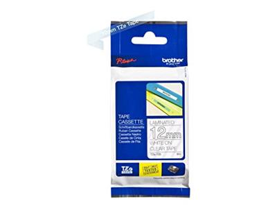Gelamineerde Tape voor Labelmakers Brother TZE135 Wit Transparant 12 mm x 8 m - thumbnail
