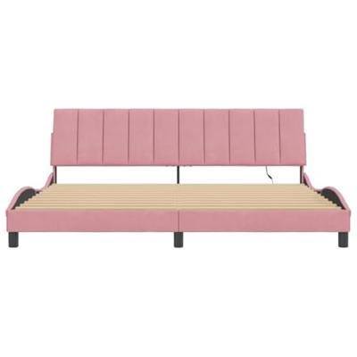 Bedframe met LED-verlichting fluweel roze 200x200 cm