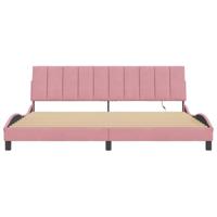 Bedframe met LED-verlichting fluweel roze 200x200 cm - thumbnail