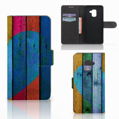 Samsung Galaxy A8 2018 Book Style Case Wood Heart - Cadeau voor je Vriend Samsung Galaxy A8 2018 Book Style Case Wood Heart - Cadeau voor je Vriend