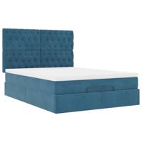 Ottoman bed met matrassen 140x200cm fluweel donkerblauw - thumbnail