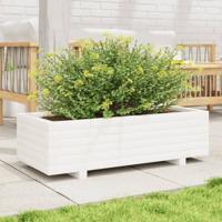 VidaXL Plantenbak 90x40x26,5 cm massief grenenhout wit - thumbnail