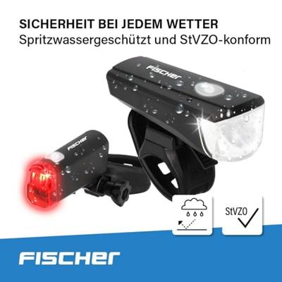 FISCHER FAHRRAD Fietsverlichtingsset LED werkt op batterijen Zwart FISCHER FAHRRAD Fietsverlichtingsset LED werkt op batterijen Zwart
