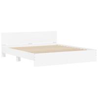 Bedframe met hoofdeinde en LED-verlichting wit 200x200 cm - thumbnail