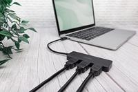 DIGITUS 3-poorts USB-C grafische adapter - USB-C naar 3x HDMI - 4k60Hz - Multi Stream Transport (MST) - Video Hub - zwart - thumbnail