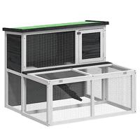 VidaXL Konijnenhok 102x90x84,5 cm massief grenenhout grijs - thumbnail