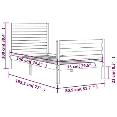 Bedframe met hoofdbord massief hout