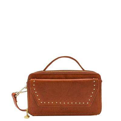 Dames leren schoudertas - cognac - MŌSZ Naomi