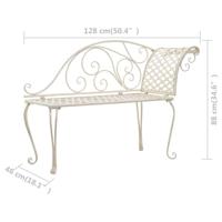 Chaise longue 128 cm metaal antiekwit - thumbnail