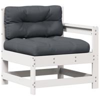 3-delige Loungeset met kussens massief grenenhout wit - thumbnail