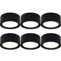 LED Downlight Set van 6 - Rond Opbouw 15W - Natuurlijk Wit 4200K - Mat Zwart Ø180mm - thumbnail