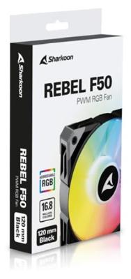 Sharkoon rebel f50 pwm rgb case fan (zwart, 120 x 120 x 25 mm)