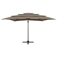 Parasol 4-laags met aluminium paal 250x250 cm taupe - thumbnail