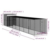 Kippenhok met ren 165x863x181 cm gegalvaniseerd staal antraciet - thumbnail