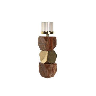 Kaarshouder DKD Home Decor 10 x 10 x 40,5 cm Kristal Gouden Bruin Aluminium Mangohout Kaarshouder DKD Home Decor 10 x 10 x 40,5 cm Kristal Gouden Bruin Aluminium Mangohout
