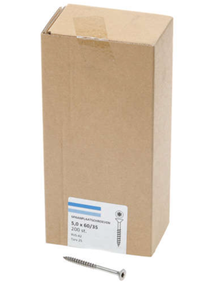 Hoenderdaal Spaanplaatschroef Rvs-A2 Pk Torx TX25 5.0X60/35 | 200 stuks - 0206.30.42001