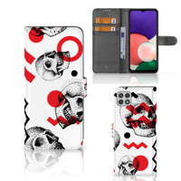 Telefoonhoesje met Naam Samsung Galaxy A22 5G Skull Red - thumbnail