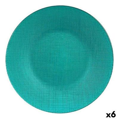 Eetbord Vivalto Turkoois Glas 27,5 x 2 x 27,5 cm (6 Stuks)